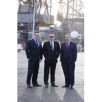 Left to right: Matt North, port manager at The Port of Dundee; Dave MacKay, executive chairman of PD&MS Energy; and Bruce Gill, managing director of Harlen.
