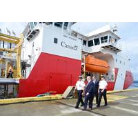 CEO Mark Lamarre and CPO John McCarthy of Seaspan Shipyards with Canadian Coast Guard officials. Photo: Seaspan