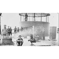 The USS Monitor crew rests on deck. This photo is one of eight photos taken on July 9, 1862, by photographer James F. Gibson. (Image credit: Library of Congress photograph)