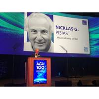 Dr. Nicklas Pisias, a professor emeritus at Oregon State University, is the 2018 recipient of the Maurice Ewing Medal, sponsored jointly by the U.S. Navy and the American Geophysical Union. (Photo courtesy of the AGU)