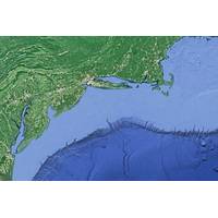 Ocean engineers from MIT, the University of Minnesota at Duluth and the Woods Hole Oceanographic Institution have accurately simulated the motion of internal tides along a shelf break called the Middle Atlantic Bight — a region off the coast of the eastern U.S. that stretches from Cape Cod in Massachusetts to Cape Hatteras in North Carolina. (Image: Google Earth)