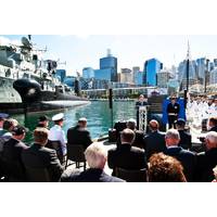 President of the Submarine Institute Australia, Peter Horobin addresses guests and media. (Photo: Jesse Rhynard)