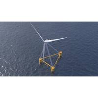 Rendering of X1 Wind's X100 8.5 MW floating wind platform to be deployed in PlemCat, Catalonia, Spain (Credit: X1 Wind)