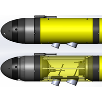 Renderings of forward pressure vessel and flooded wet bay that houses the EK80 electronics and transducers. (Image: Teledyne Marine)