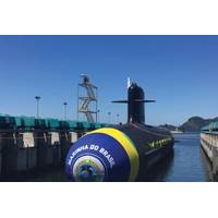 Riachuelo submarine during launching. Image Marinha do Brasil