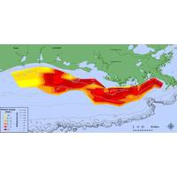 Map showing distribution of bottom-water dissolved oxygen from July 28 to August 3, west of the Mississippi River delta. Black lined areas — areas in red to deep red — have very little dissolved oxygen. (Data: Nancy Rabalais, LUMCON; R Eugene Turner, LSU. Credit: NOAA)