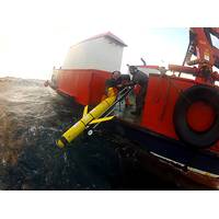 Submarine glider being deployed by RN personnel (Photo: NOC)