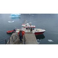 The survey of Ikka Fjord was conducted between the 20th and 21st June 2019, with the first day spent partly on training and familiarizng the cox with the survey requirements and reconnaissance to identify navigation hazards in the fjord caused by the columns and rock skerries as well as some acquisition. The second day was spent entirely on acquisition followed by demobilization of the spread from ‘Siku’. Image: Courtesy Norbit