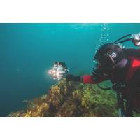 Thierry Boyer (selfie) and Deep Trekker ROV above the HMS Erebus wreck. (© Parks Canada)