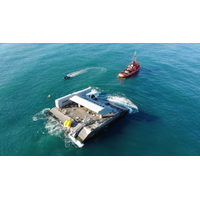 WaveRoller towed in to position off the coast at Peniche in Portugal. (Photo: AW-Energy)