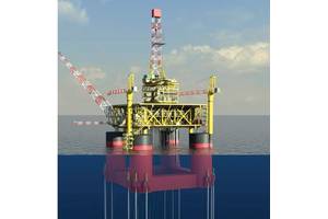 3D Model of TLP Hyundai Heavy Industries (HHI) received a letter of award for a $1.3B order for a floating production unit (FPU) and a $700m order for a tension leg platform (TLP) from Total E&P Congo. HHI will carry out engineering, procurement, supply, construction, and commissioning for the two offshore facilities to be deployed in Moho Nord field, 80 km off Republic of the Congo’s coast. The 14,600-ton vertically moored floating TLP will be used to extract oil and natural gas, and transport 