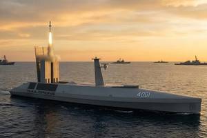 Saildrone introduced Spectre, a 52-meter, 250 tonne USV capable of up to 30 knots.
Source: Saildrone