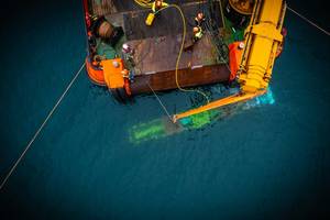 Verlume’s in-field resident AUV charging and communication station has been deployed as part of the Renewables for Subsea Power project in Scotland. Source: Verlume.