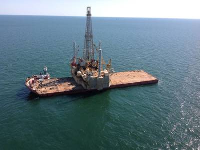 The Jack-up Rig: Photo credit Inland Salvage Inc.