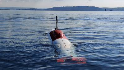 The MSubs S201 XLUUV is being trialled by the UK’s Royal Navy to explore the potential capabilities of large uncrewed underwater vehicles for its future missions. (Photo: Sonardyne)