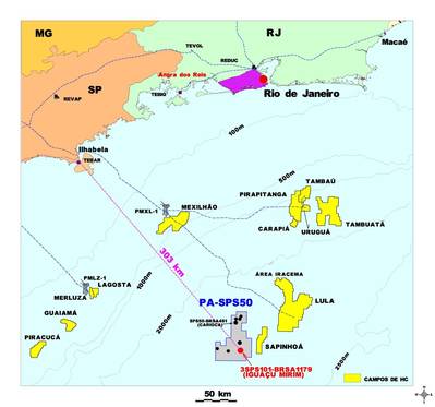 Santos Basin pre-salt : Map courtesy of Petrobas