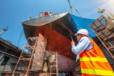 Ship repair is the first market to be targeted by AMBPR, as it has significant potential with 90,000 ships of over 50m in length periodically repainted at 600 dry docks worldwide - Image for illustration only; Credit: TawanSaklay - AdobeStock.