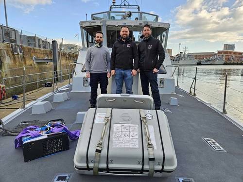 The Aquark team on board the HMS Pursuer. Credit: Aquark