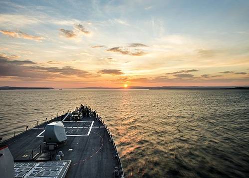 The Arleigh Burke-class guided-missile destroyer USS Donald Cook (DDG 75) transits the Dardanelles en route to the Black Sea. (U.S. Navy photo by Mass Communication Specialist Seaman Edward Guttierrez III/Released)