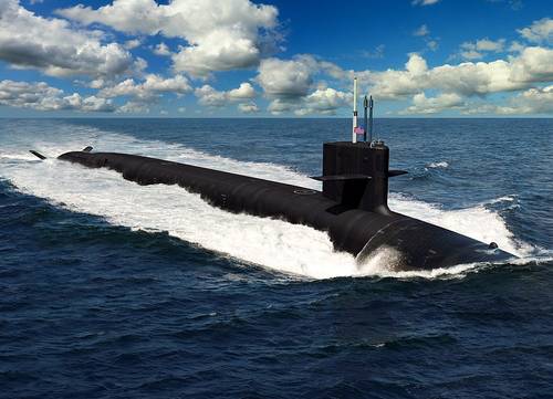 An artist rendering of the future U.S. Navy Columbia-class ballistic missile submarines. The 12 submarines of the Columbia-class will replace the Ohio-class submarines which are reaching their maximum extended service life. It is planned that the construction of USS Columbia (SSBN-826) will begin in in fiscal year 2021, with delivery in fiscal year 2028, and being on patrol in 2031. (Illustration: U.S. Navy)