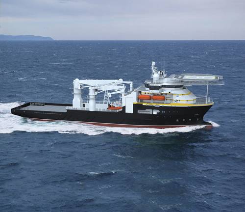 Artist rendering of the subsea support vessel BAE Systems will build for Oceaneering.