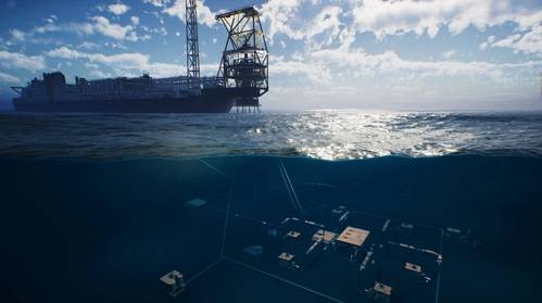 An artist’s illustration showing a floating production system with mooring spread (Credit: Sonardyne)