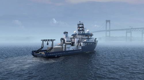 An artist's rendering of R/V Narragansett Dawn. (Courtesy Glosten Associates)