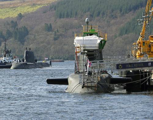  HMS Audacious, the fourth of the Royal Navy’s Astute-class submarines at HM Naval Base Clyde. UK MOD © Crown Copyright 2021