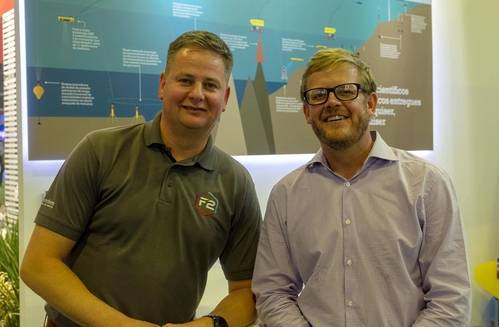 Barry Cairns, Vice President – Europe, Africa & Brazil, at Sonardyne, and Andrew Aldrich, Operations Manager at BMT, at Rio Oil & Gas this week. (Photo: Sonardyne)