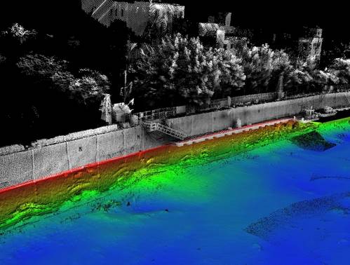 A Bathymetric LiDAR Survey of the Troy Seawall, as an example of a previous Bathymetric Survey conducted by H2H Engineering Geoscience in 2018, on behalf of FEMA and the City of Troy.