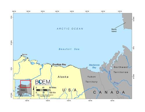 Map of the Beaufort Sea for the study area (Image: BOEM)
