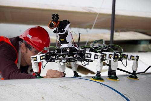 BladeBUG undergoing testing on a wind turbine blade at the National Renewable Energy Centre - Image: ORE Catapult