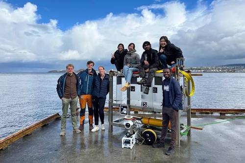 The Blueye Autonomy project from left to right: Ambjørn Grimsrud Waldum, Leonard Günzel, Gabrielė Kasparavičiūtė, Ai-Nhi Hoang, Jenny Krokstad, Md Shamin Yeasher Yousha, Dana Yerbolat, Abubakar Aliyu Badawi. Missing on the picture: Martin Ludvigsen, Celil Yilmaz, Mahmoud Hussein Abdelrazik Hassan, Elena Marie Kirchman.
© Leonard Günzel