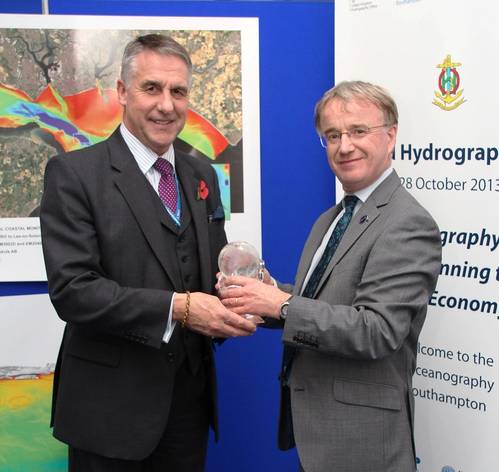 UKHO Chief Executive, Ian Moncrieff CBE with William Heaps at the award ceremony in Southampton.
