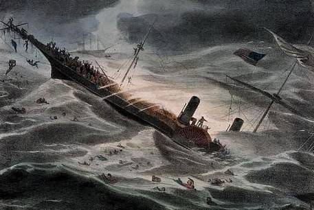 J. Childs' painting of SS Central America sinking in 1857. (National Maritime Museum, London)