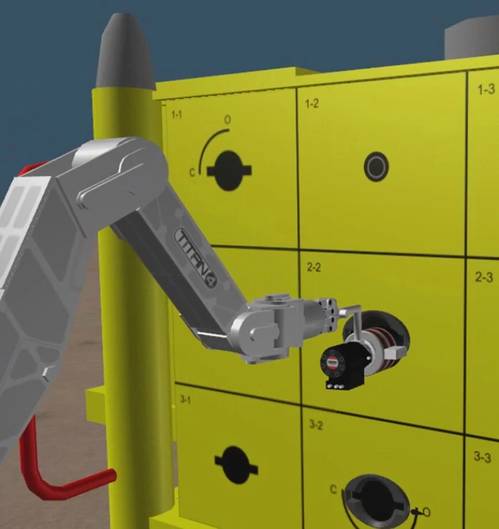 Close up of hot-stab tool simulation
