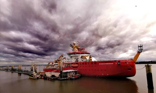 RRS Sir David Attenborough at Liverpool Cruise Terminal (Photo: Richard Turner / BAS)