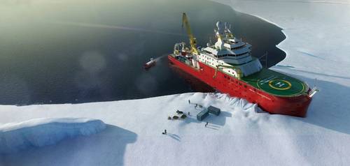 The RRS Sir David Attenborough, Britain’s new polar research vessel: the naming ceremony for the ship will be held at shipbuilder Cammell Laird’s yard in Birkenhead, England on September 26.

(Photo: British Antarctic Survey)