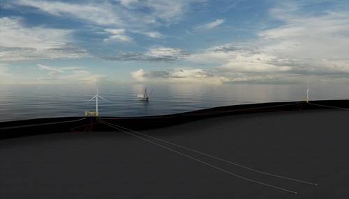 The Deepsea Semi floating wind foundation design has been developed for use in floating wind farms and for off-grid applications including temporary electrification of oil and gas installations in harsh environments. ©DNV