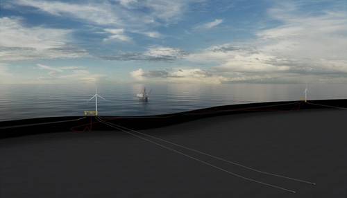  The Deepsea Semi floating wind foundation design has been developed for use in floating wind farms and for off-grid applications including temporary electrification of oil and gas installations in harsh environments. ©DNV