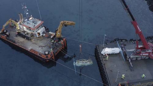 Deployment of the fifth and sixth turbine at the Shetland Tidal Array (credit: Nova Innovation).