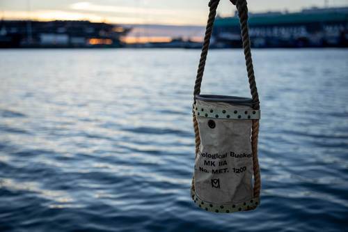 In the early 20th century most measurements were of the temperature of water samples taken in canvas buckets. Image courtesy NOC
