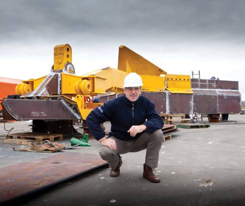 Ecosse Subsea Systems managing director, Mike Wilson, with the SCAR subsea plough