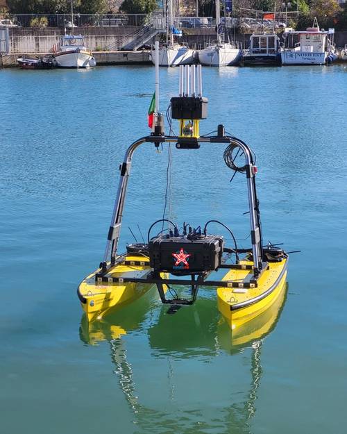 EdgeLab's USV_EL CAT, an autonomous surface vehicle designed to collect, process and transmit critical information. Credit: EdgeLab S.p.A.