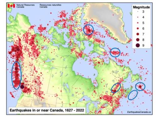 Blue ellipses show where NFSI OBS have been deployed offshore Canada to date. Image from NFSI.
