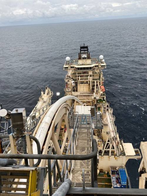Deep Energy vessel during the pipe laying operation - Credit: TechnipFMC