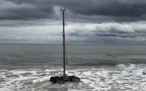The Sea Ox enters the surf in Jacksonville, Fla. (Photo: Rob Howard)