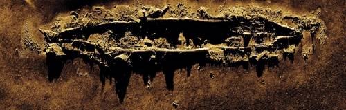 Figure 1: Kraken MINSAS image of the wreck of the USS Yankee, collected on the DIVE-LD. Image courtesy Kraken