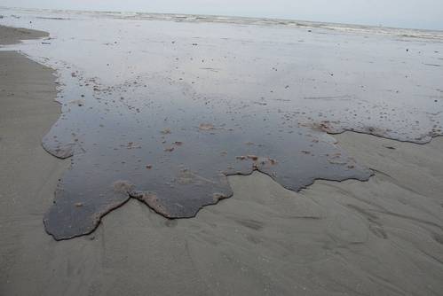 Oil from Deepwater Horizon spill washes ashore Louisiana’s coast in June 2010. (Photo courtesy of Governor Jindal’s office)