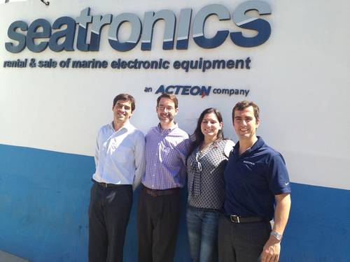 From left: Thiago Montanari of Seatronics, David Velasco and Paloma Cortez of Nortekand Fabio D'Agostino of Seatronics. (Credit: Nortek)